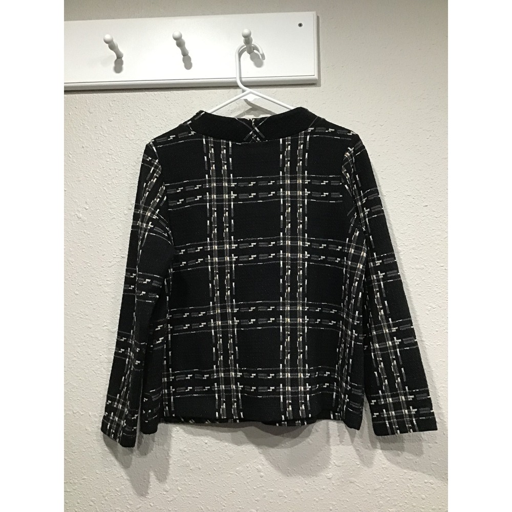 Habitat Speckle Knit Plaid Pullover Mock Neck Top Black S Lagenlook Art to Wear - Picture 7 of 7